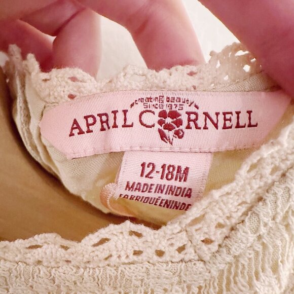 April Cornell Kids Baby Dress Lace Holiday Valentine's Cream Red - Picture 4 of 5